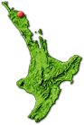 North Island map showing Kerikeri